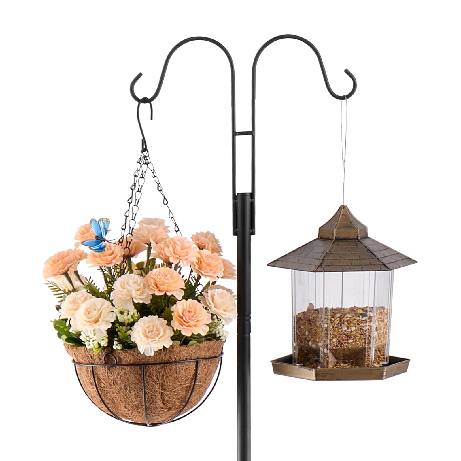 Double Shepherds Hook 8 Pack 76 Inch Heavy Duty Bird Feeder Pole_voghion.com
